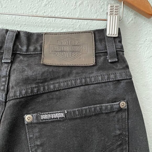 Harley Davidson Black Bootcut High Rise Jeans Women's Size 4 Long Biker Casual - Picture 5 of 10